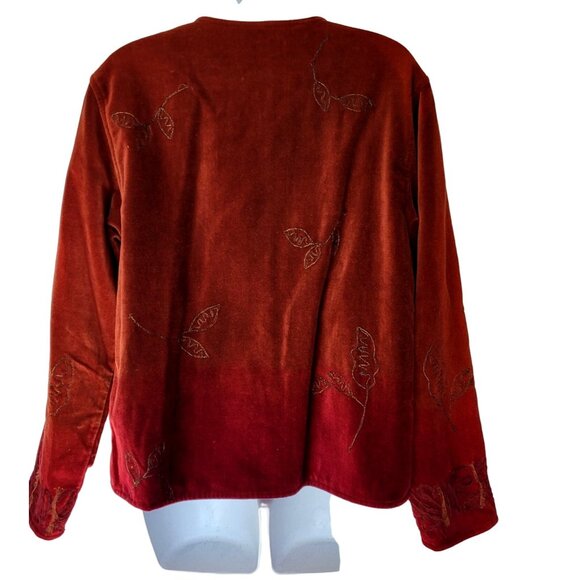 Mirasol Vintage Blazer Jacket M Velvet Ribbon Fringe Beads Sequins Art to Wear O - Picture 6 of 11